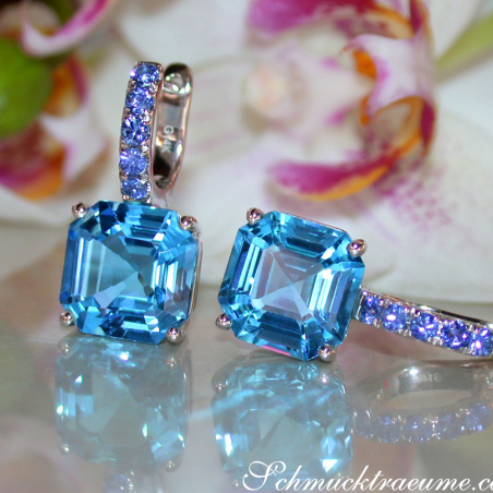 Select Blue Topaz Earrings with Sapphires
