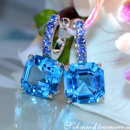 Select Blue Topaz Earrings with Sapphires