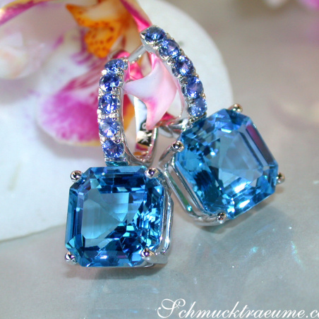 Select Blue Topaz Earrings with Sapphires
