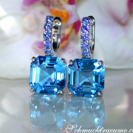 Select Blue Topaz Earrings with Sapphires