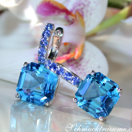 Select Blue Topaz Earrings with Sapphires