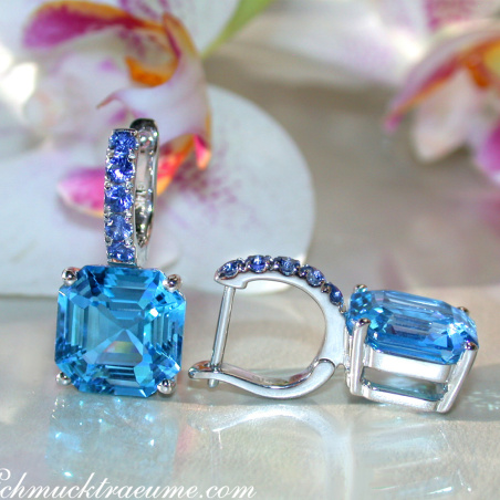 Select Blue Topaz Earrings with Sapphires
