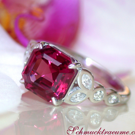 Exquisite Rhodolite Ring with Diamonds