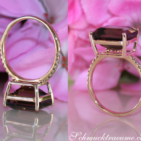Ungewöhnlicher Rauchquarz Ring mit braunen Diamanten