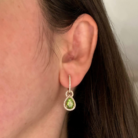 Convertible Peridot earrings with diamonds