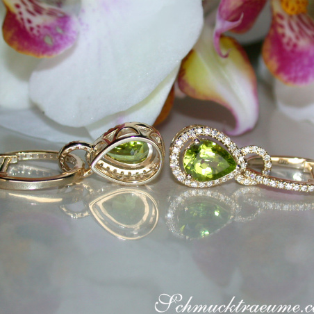 Convertible Peridot earrings with diamonds