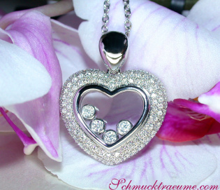 Tremendous Diamond Heart Pendant Behind Glass