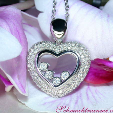 Tremendous Diamond Heart Pendant Behind Glass