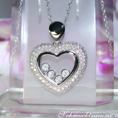 Tremendous Diamond Heart Pendant Behind Glass