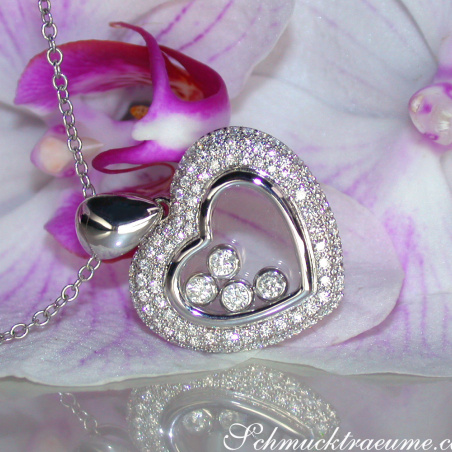 Tremendous Diamond Heart Pendant Behind Glass