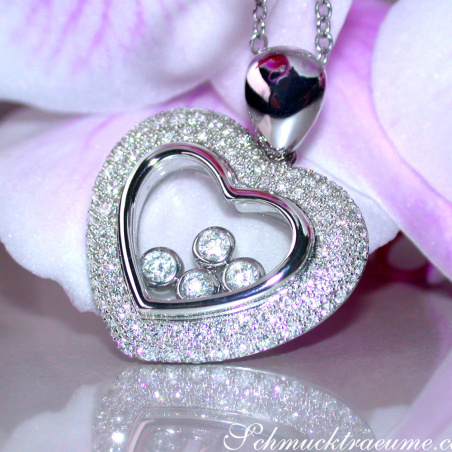 Tremendous Diamond Heart Pendant Behind Glass
