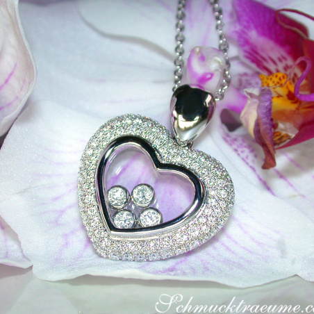 Tremendous Diamond Heart Pendant Behind Glass