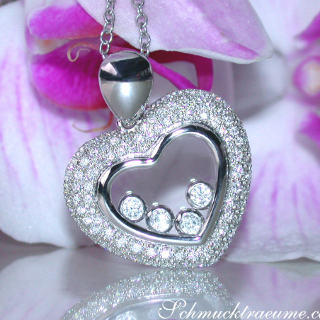 Tremendous Diamond Heart Pendant Behind Glass