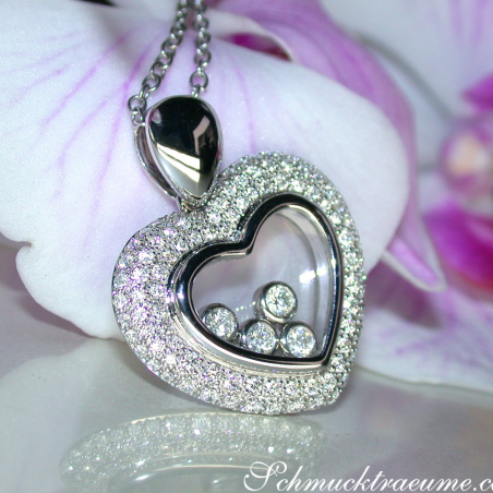 Tremendous Diamond Heart Pendant Behind Glass