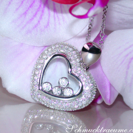 Tremendous Diamond Heart Pendant Behind Glass