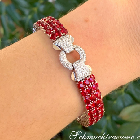 Einzigartiges Rubin Armband mit Brillanten
