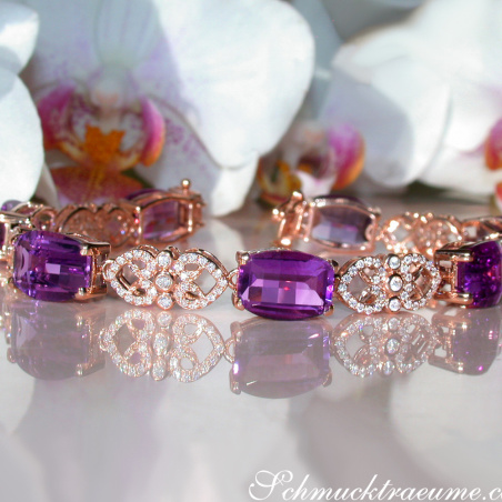 Prächtiges Amethyst Armband mit Diamanten im Art Déco Stil