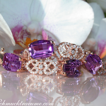 Prächtiges Amethyst Armband mit Diamanten im Art Déco Stil