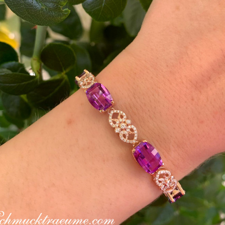 Prächtiges Amethyst Armband mit Diamanten im Art Déco Stil