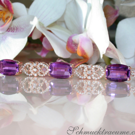 Prächtiges Amethyst Armband mit Diamanten im Art Déco Stil