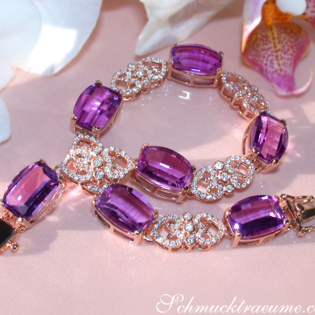 Prächtiges Amethyst Armband mit Diamanten im Art Déco Stil
