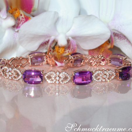 Prächtiges Amethyst Armband mit Diamanten im Art Déco Stil