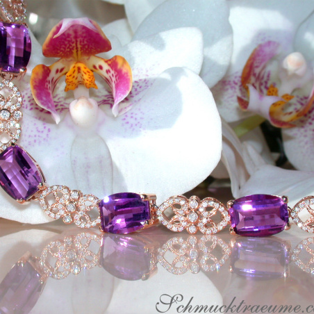 Prächtiges Amethyst Armband mit Diamanten im Art Déco Stil