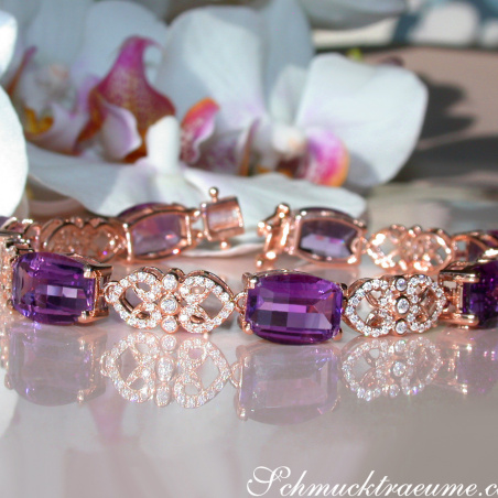 Prächtiges Amethyst Armband mit Diamanten im Art Déco Stil