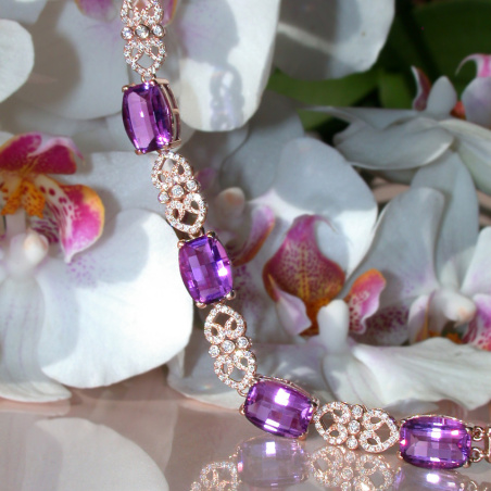 Prächtiges Amethyst Armband mit Diamanten im Art Déco Stil