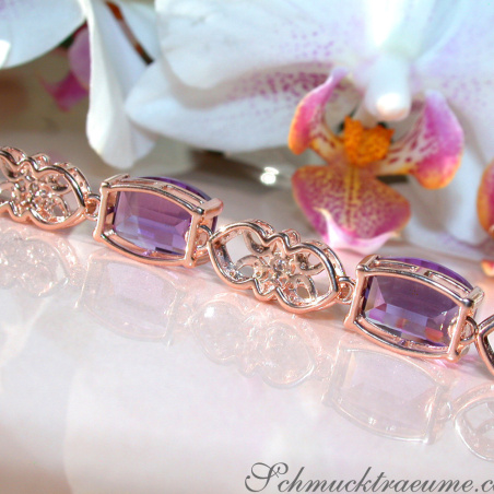 Prächtiges Amethyst Armband mit Diamanten im Art Déco Stil