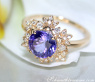 Delicate Tanzanite Snowflake Ring in Yellow gold 18k