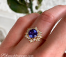 Delicate Tanzanite Snowflake Ring in Yellow gold 18k