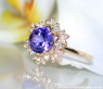 Delicate Tanzanite Snowflake Ring in Yellow gold 18k