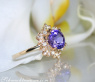 Delicate Tanzanite Snowflake Ring in Yellow gold 18k