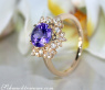 Delicate Tanzanite Snowflake Ring in Yellow gold 18k