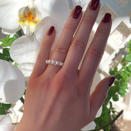 Baby Akoya Perlen Ring mit Diamanten