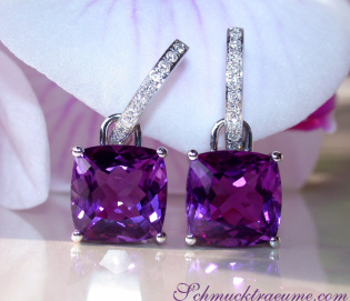 Wende Ohrringe "Kissen" mit Amethyst und Diamanten