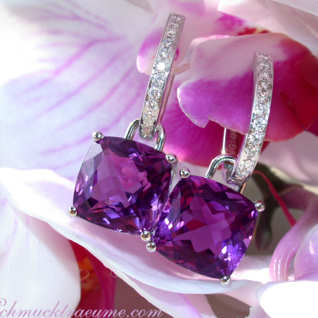 Wende Ohrringe "Kissen" mit Amethyst und Diamanten