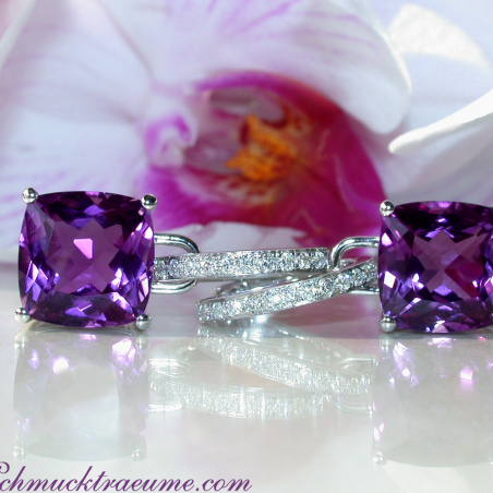 Wende Ohrringe "Kissen" mit Amethyst und Diamanten