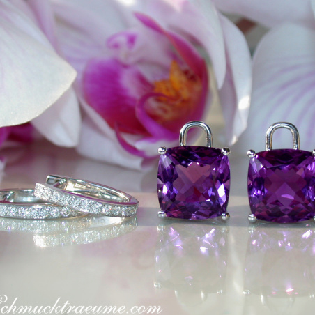 Wende Ohrringe "Kissen" mit Amethyst und Diamanten