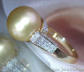 Goldene Südseeperle Ring mit Brillanten in Gelbgold 585