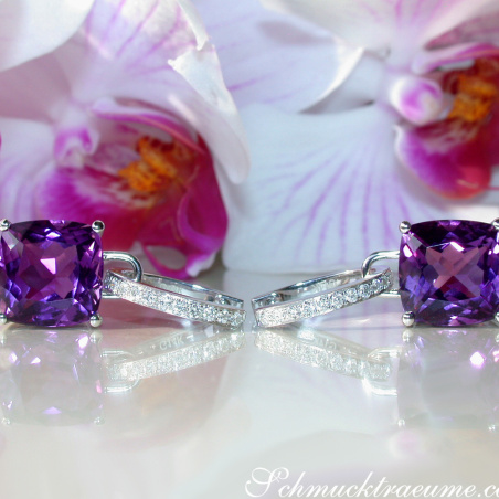 Wende Ohrringe "Kissen" mit Amethyst und Diamanten