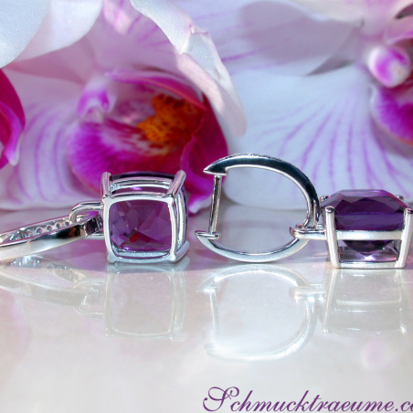 Wende Ohrringe "Kissen" mit Amethyst und Diamanten