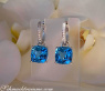 Wende Ohrringe "Kissen" mit Blautopas und Diamanten
