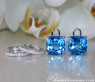 Wende Ohrringe "Kissen" mit Blautopas und Diamanten