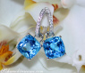 Wende Ohrringe "Kissen" mit Blautopas und Diamanten