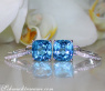 Wende Ohrringe "Kissen" mit Blautopas und Diamanten
