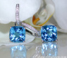 Wende Ohrringe "Kissen" mit Blautopas und Diamanten