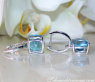 Wende Ohrringe "Kissen" mit Blautopas und Diamanten
