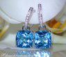 Wende Ohrringe "Kissen" mit Blautopas und Diamanten